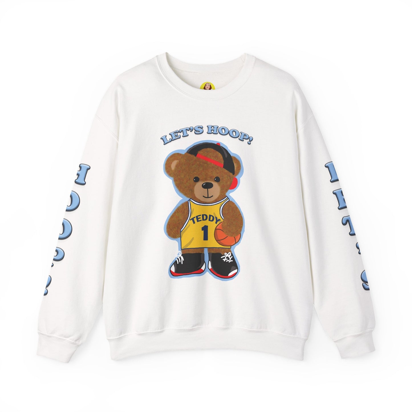 Basketball Teddy Bear Sweatshirt, Cute Athleisure, Kid's Fashion, Sports Gift, Cozy Unisex Crewneck