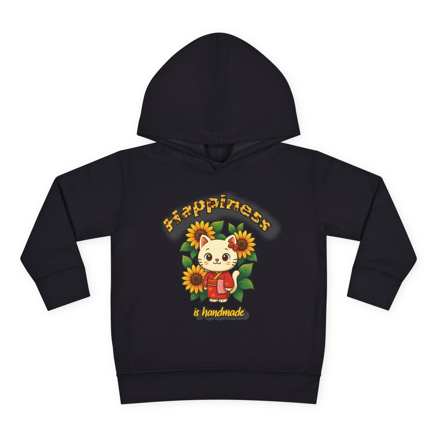 Sunflower Happiness Toddler Hoodie, Cute Kids Pullover, Fleece Sweater, Gift for Toddler, Floral Design Hooded Sweatshirt