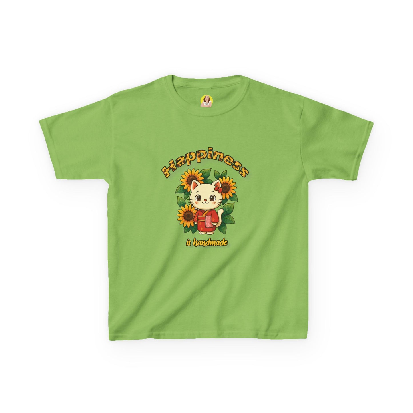 Adorable Cat & Sunflower Kids Tee - Cute Gift, Summer Style, Fun Playwear, Birthday Present, Animal Lover Apparel