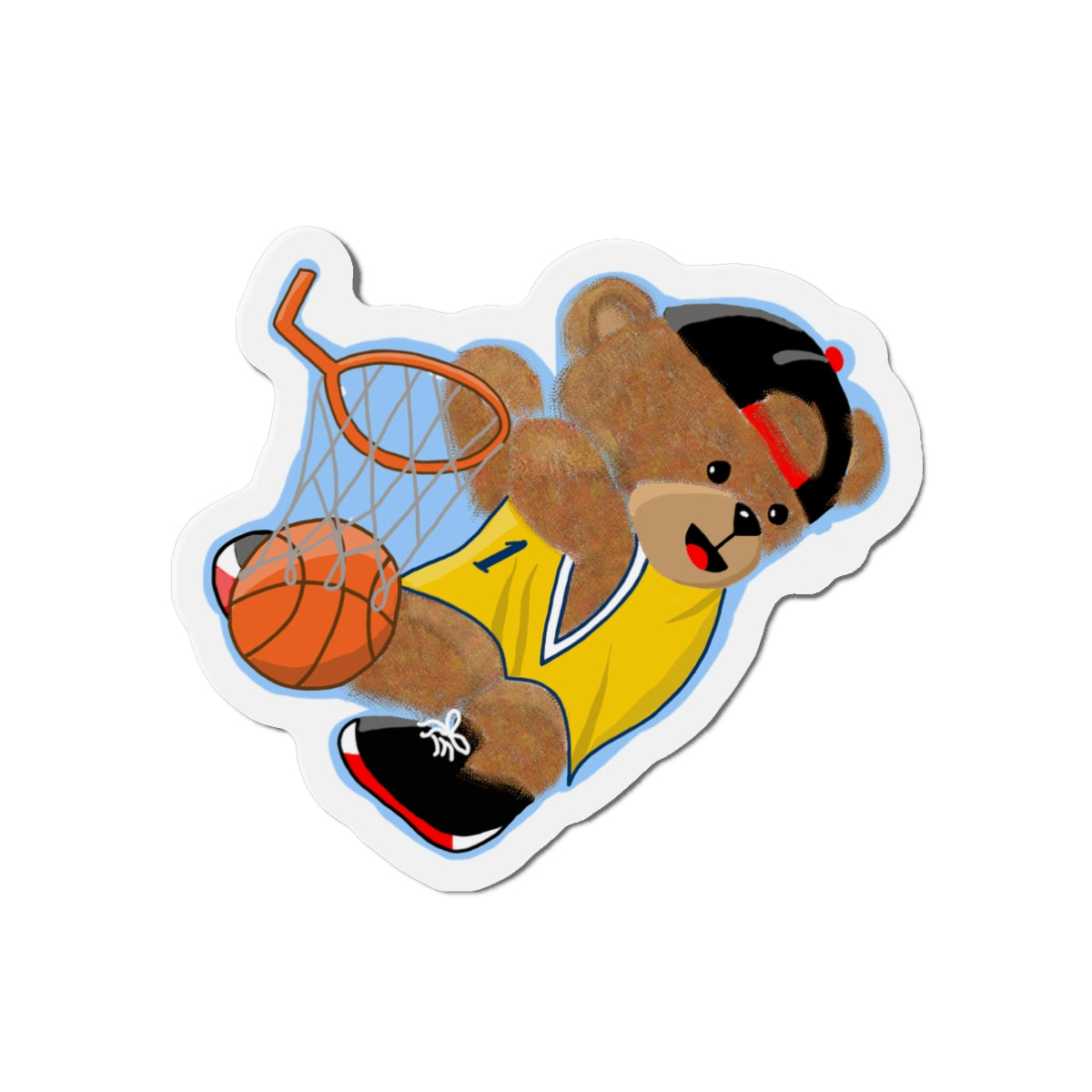 Basketball Bear Die-Cut Magnets | Cute Sports Decor, Fun Fridge Magnets, Gift for Kids, Basketball Fan Gift, Sports Party Decoration