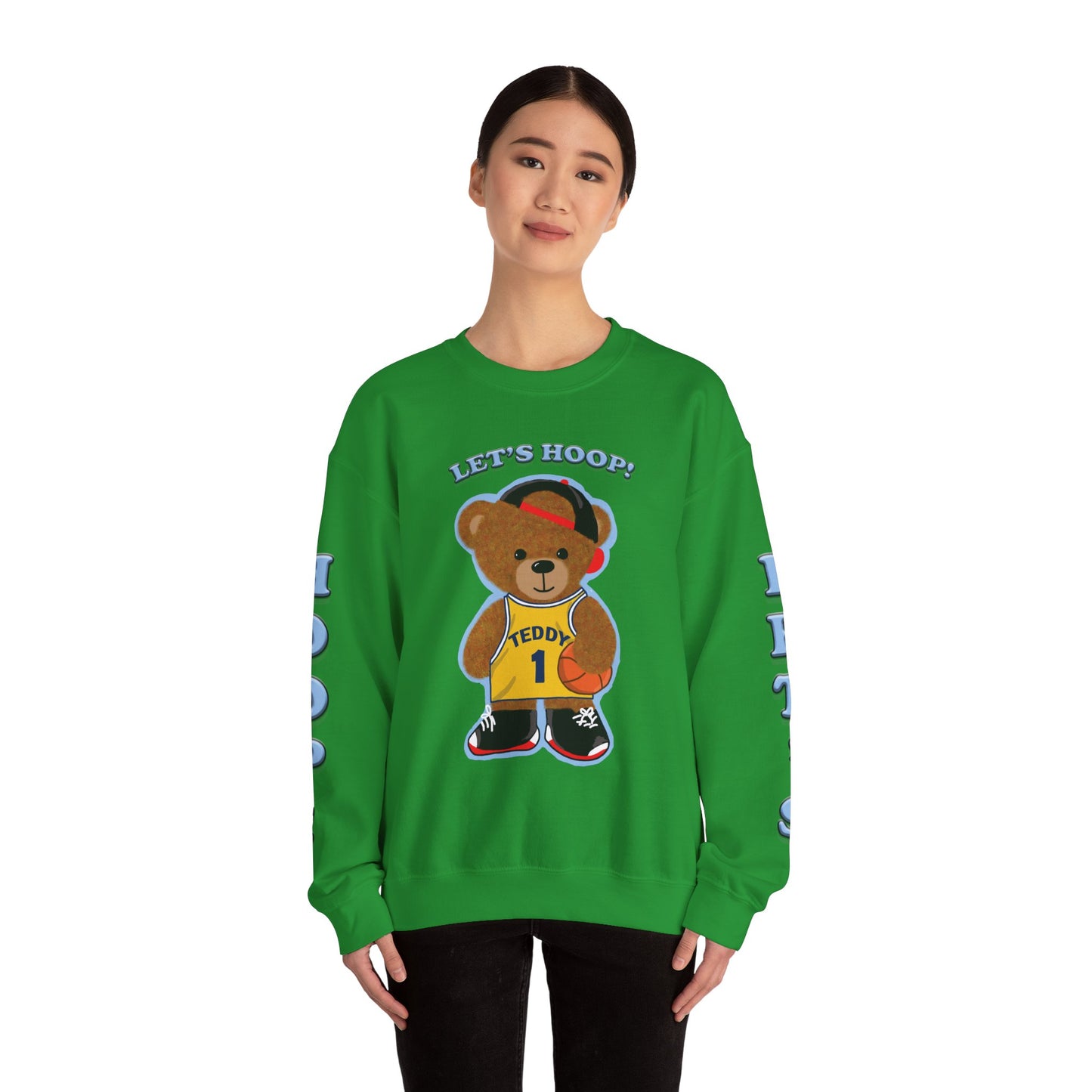 Basketball Teddy Bear Sweatshirt, Cute Athleisure, Kid's Fashion, Sports Gift, Cozy Unisex Crewneck
