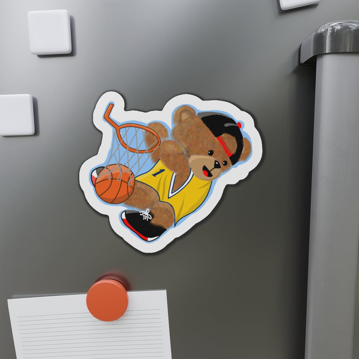 Basketball Bear Die-Cut Magnets | Cute Sports Decor, Fun Fridge Magnets, Gift for Kids, Basketball Fan Gift, Sports Party Decoration