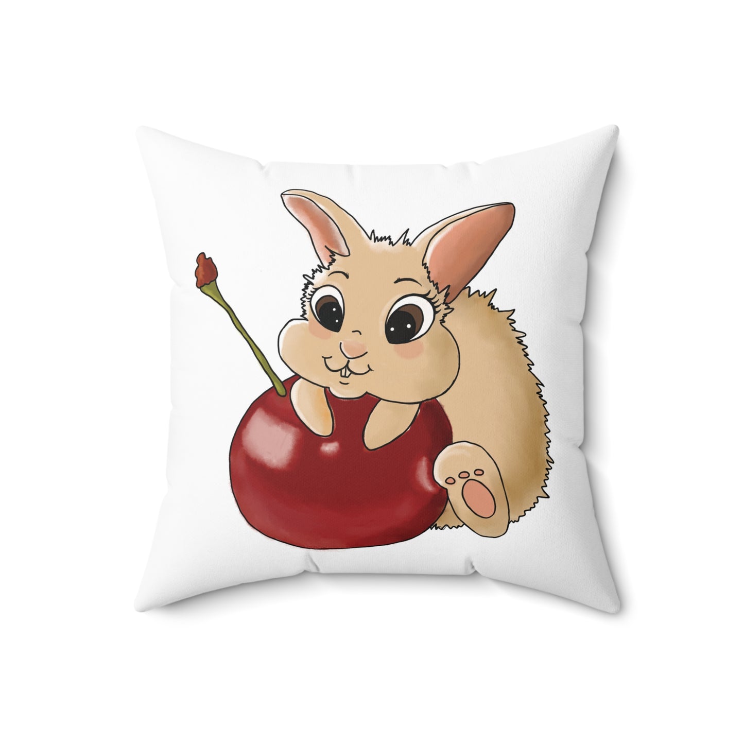 Cute Bunny Cherry Throw Pillow – Adorable Home Decor for Animal Lovers