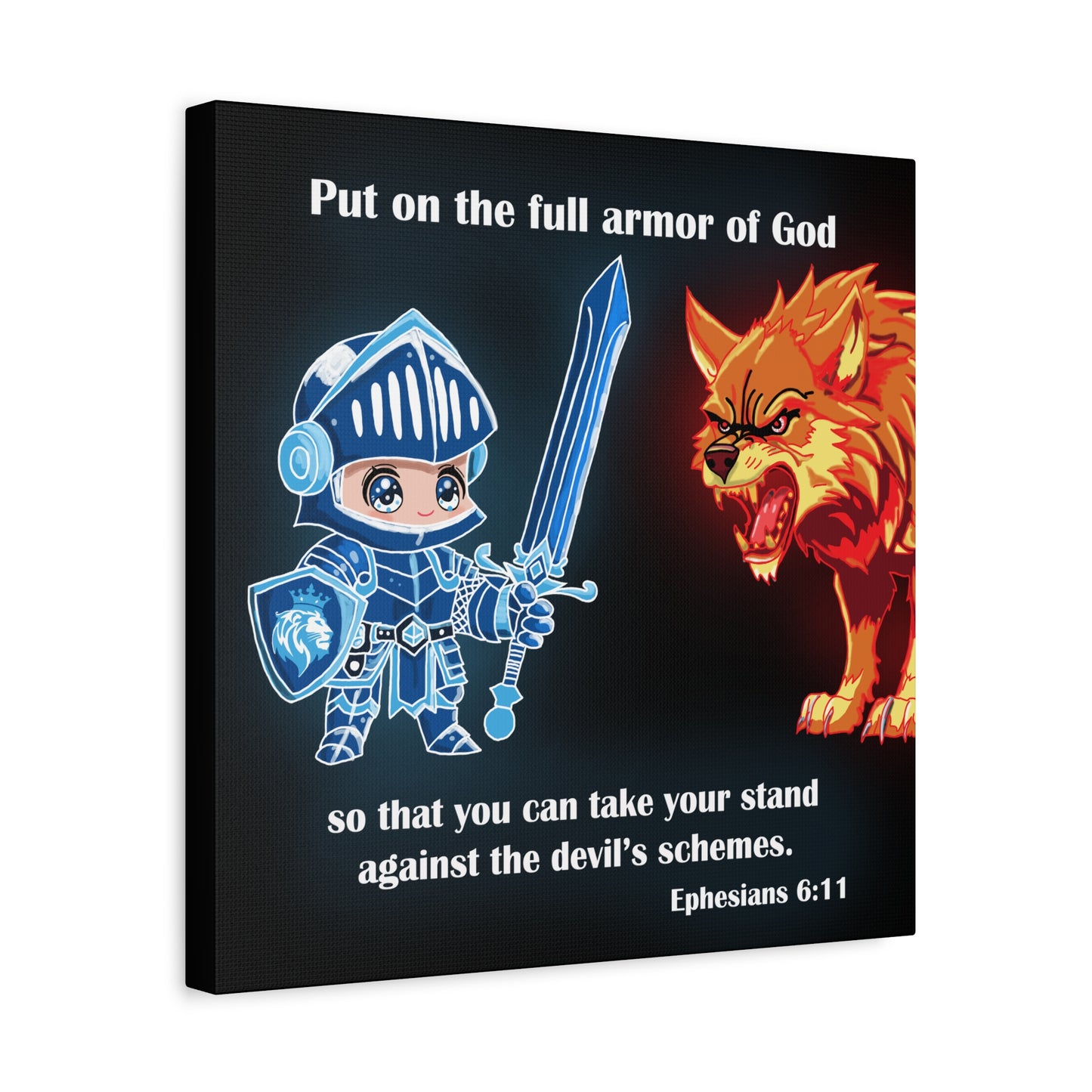 Knight and Wolf Canvas Art, Kid's Room Decor, Motivational Wall Art, Adventure Theme, Gamer Gift