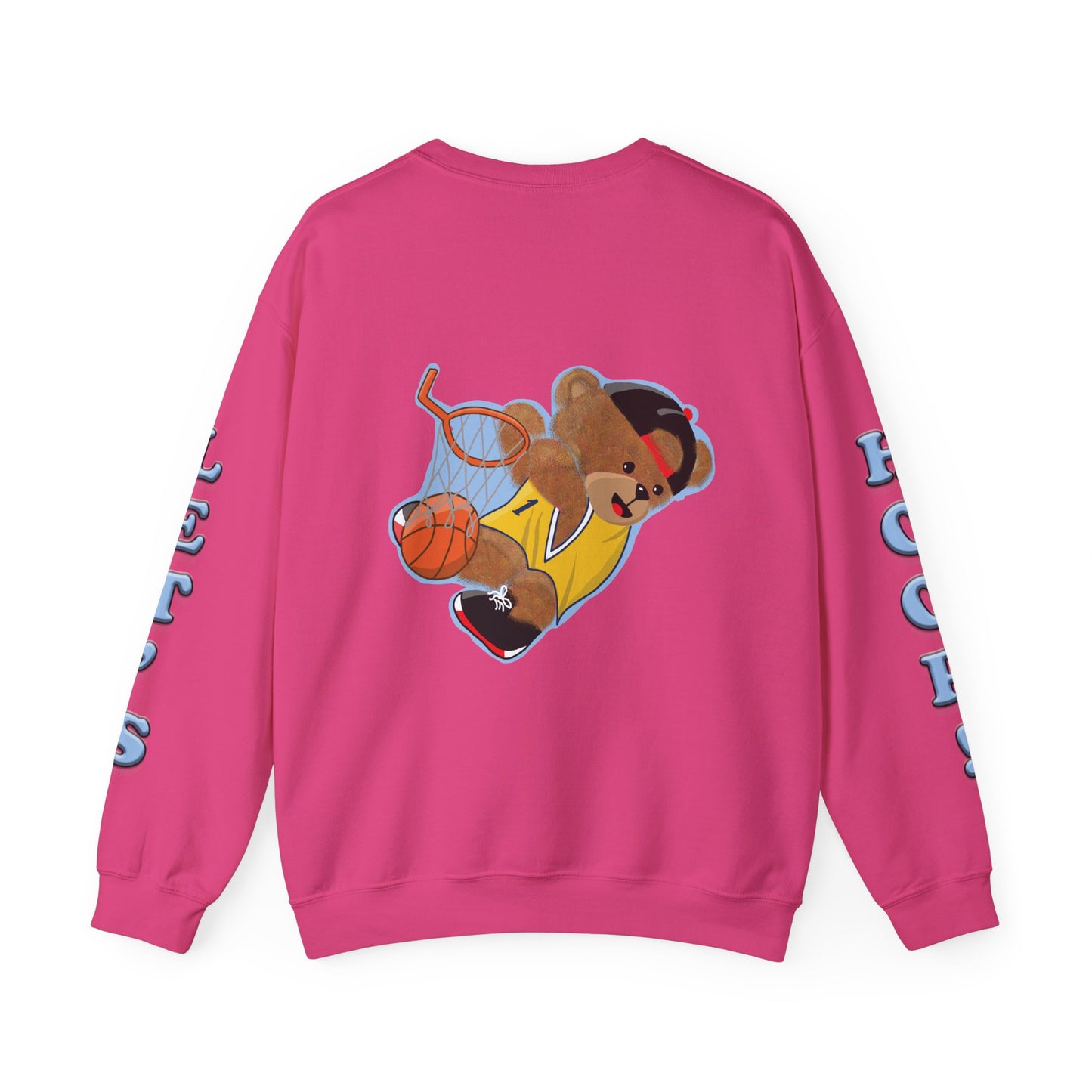 Basketball Teddy Bear Sweatshirt, Cute Athleisure, Kid's Fashion, Sports Gift, Cozy Unisex Crewneck