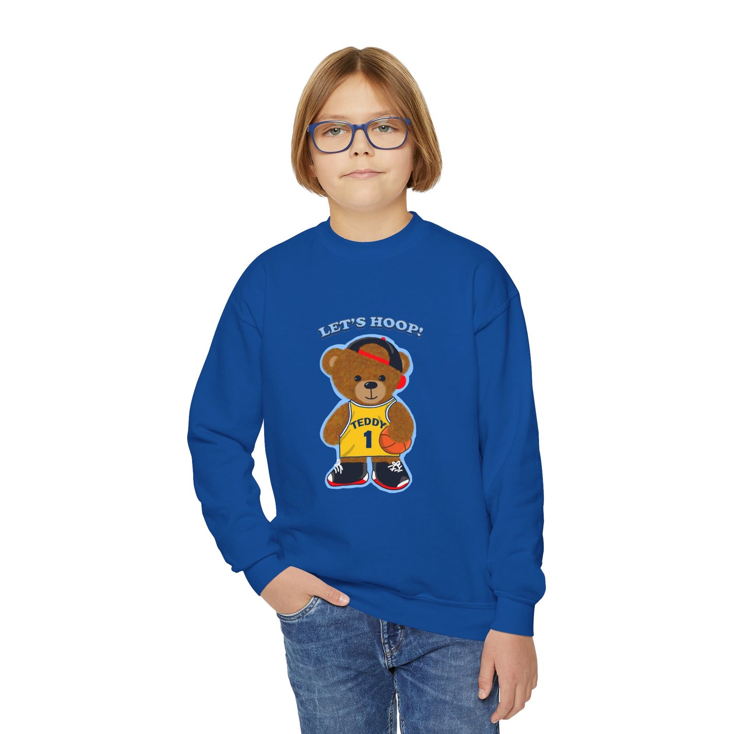 Youth Basketball Bear Sweatshirt - Cozy, Fun Gift for Kids, Perfect for Birthdays, Sports Events, or Casual Wear, Kids Crewneck
