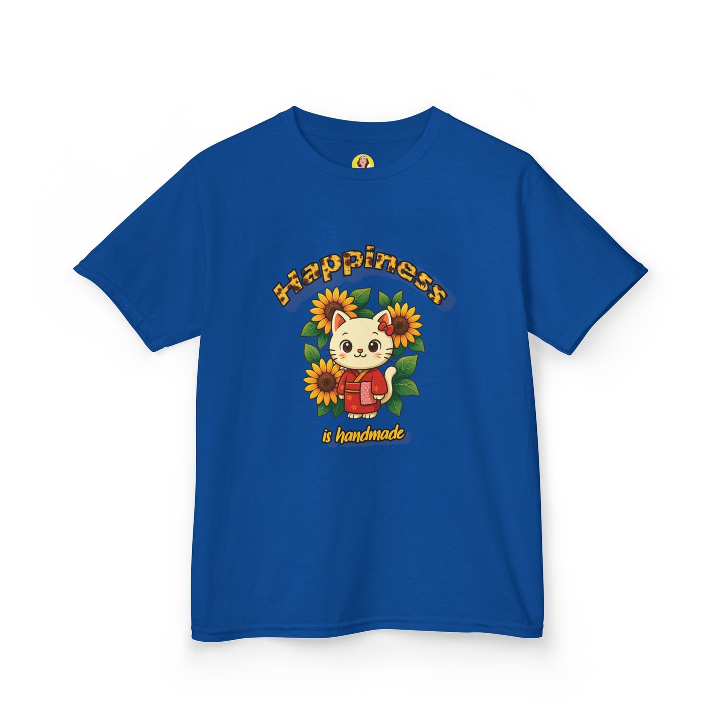 Adorable Cat & Sunflower Kids Tee - Cute Gift, Summer Style, Fun Playwear, Birthday Present, Animal Lover Apparel