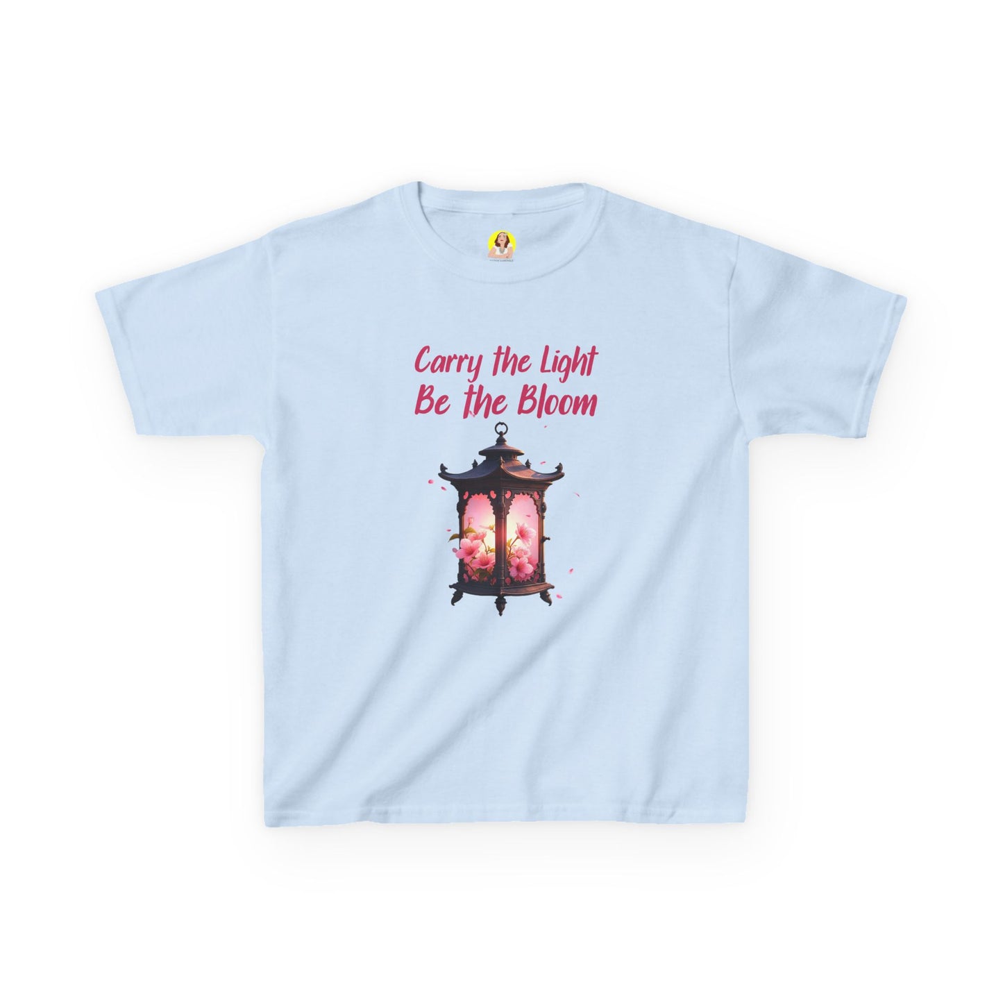 Kids Inspirational Graphic Tee - "Carry the Light, Be The Bloom" - Cute Gift for Children, Birthday, Everyday Wear, Positive Message