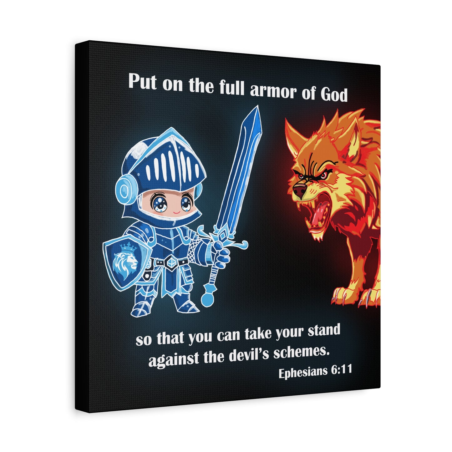 Knight and Wolf Canvas Art, Kid's Room Decor, Motivational Wall Art, Adventure Theme, Gamer Gift