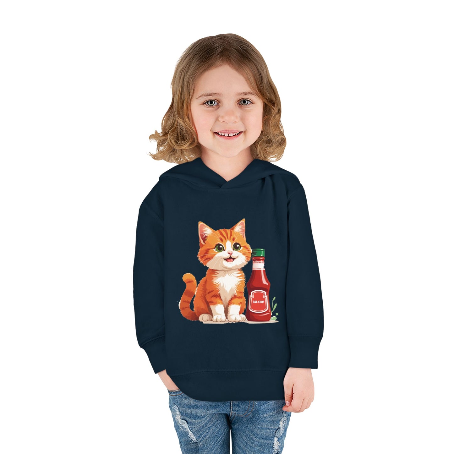 Cute Cat Fleece Toddler Hoodie, Cozy Kid's Apparel, Perfect for Gift, Winter Wear, Cat Lover's Sweatshirt