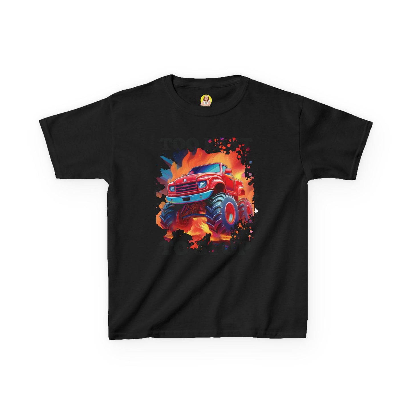 Monster Truck Kids Tee - Perfect for Birthday Parties, Road Trip, Gifts, Playtime, Too Fast to Stop Theme