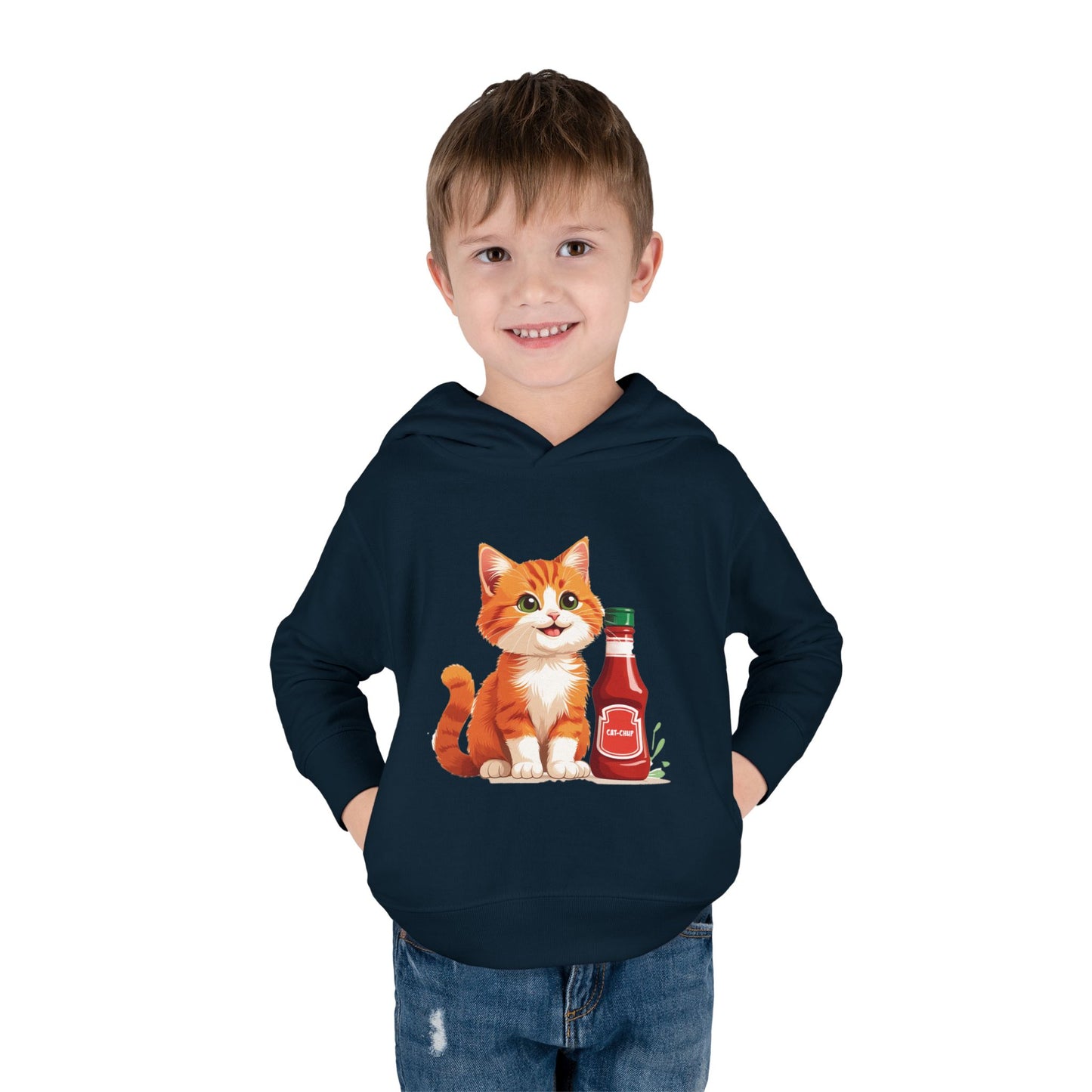 Cute Cat Fleece Toddler Hoodie, Cozy Kid's Apparel, Perfect for Gift, Winter Wear, Cat Lover's Sweatshirt