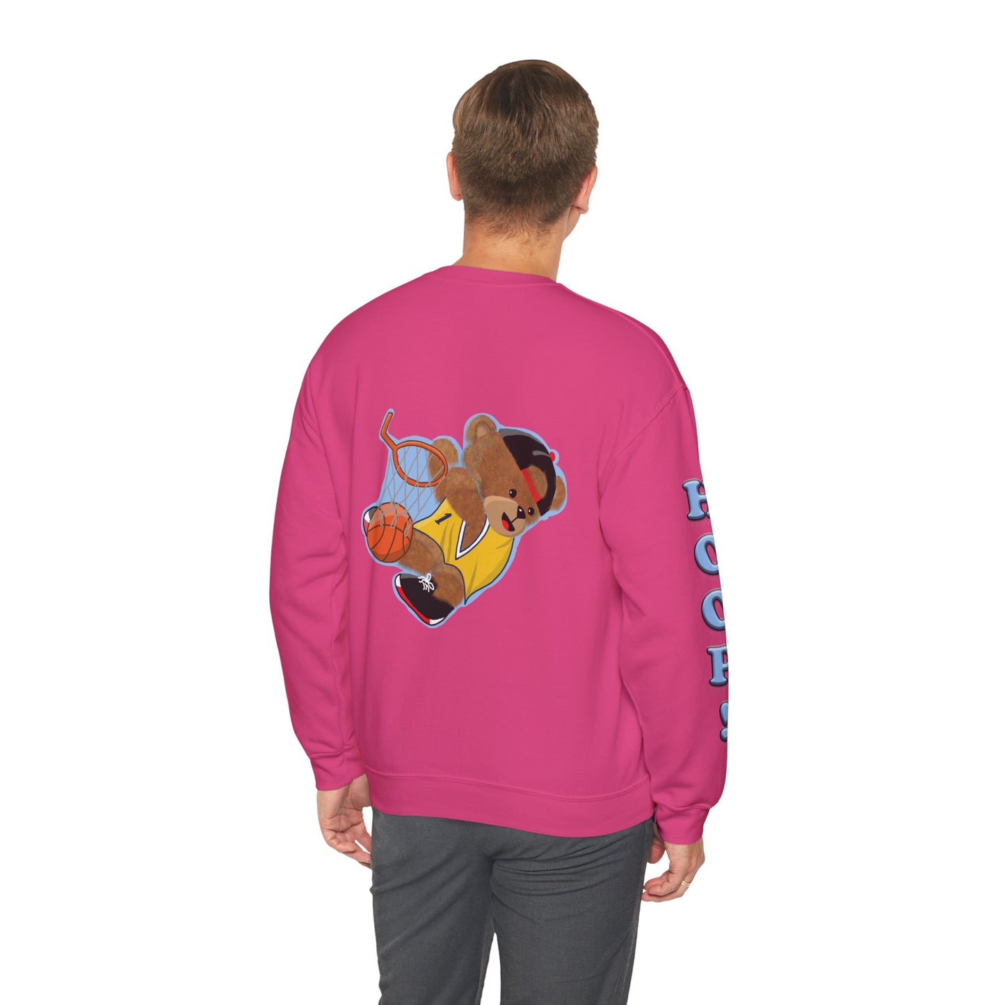 Basketball Teddy Bear Sweatshirt, Cute Athleisure, Kid's Fashion, Sports Gift, Cozy Unisex Crewneck