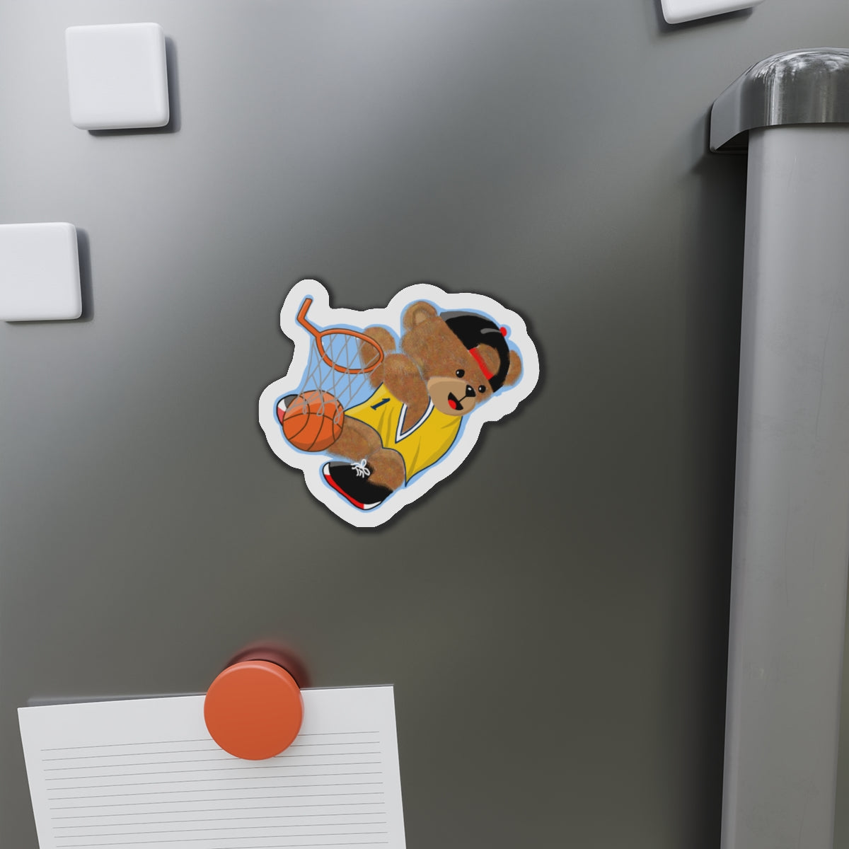 Basketball Bear Die-Cut Magnets | Cute Sports Decor, Fun Fridge Magnets, Gift for Kids, Basketball Fan Gift, Sports Party Decoration