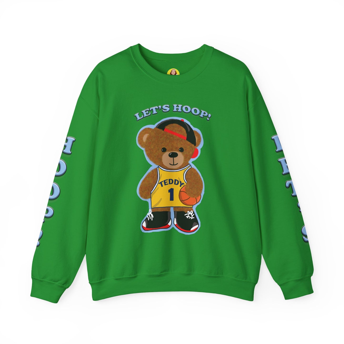 Basketball Teddy Bear Sweatshirt, Cute Athleisure, Kid's Fashion, Sports Gift, Cozy Unisex Crewneck