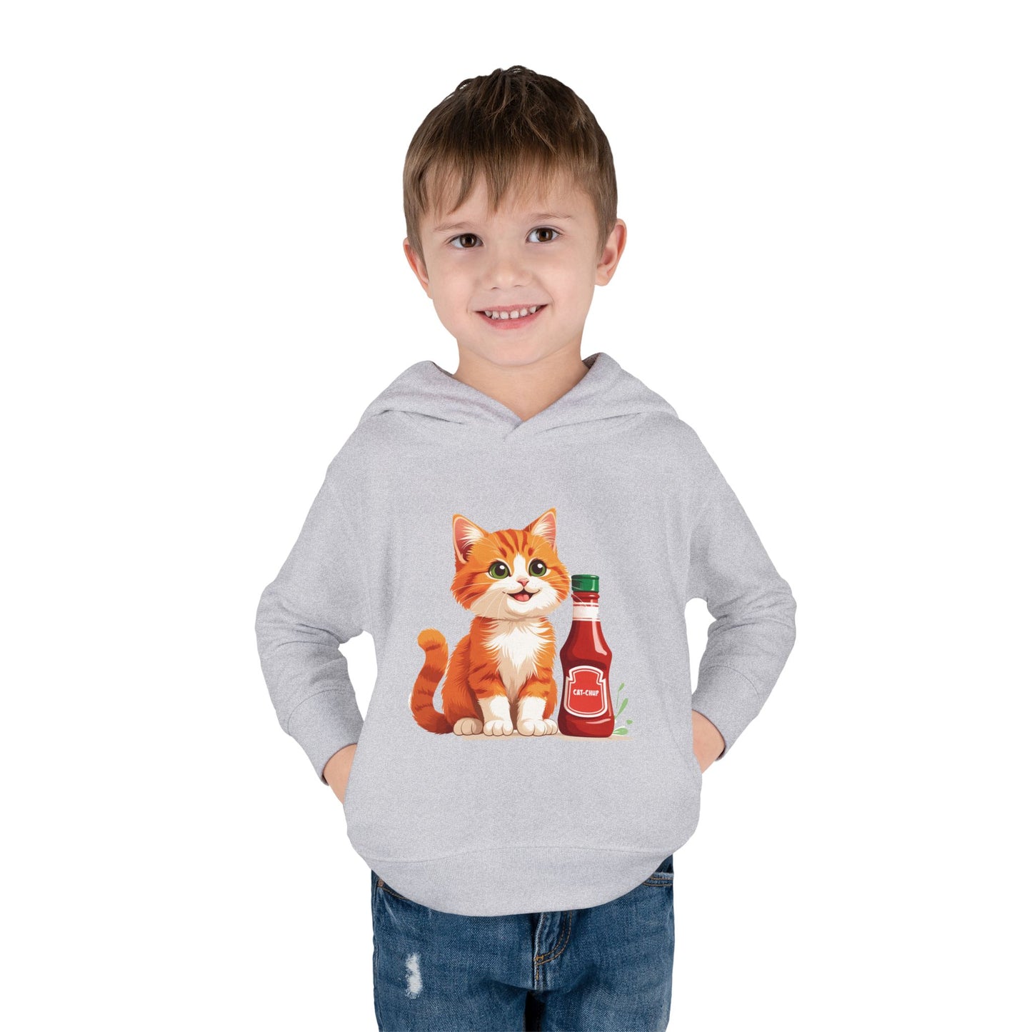 Cute Cat Fleece Toddler Hoodie, Cozy Kid's Apparel, Perfect for Gift, Winter Wear, Cat Lover's Sweatshirt