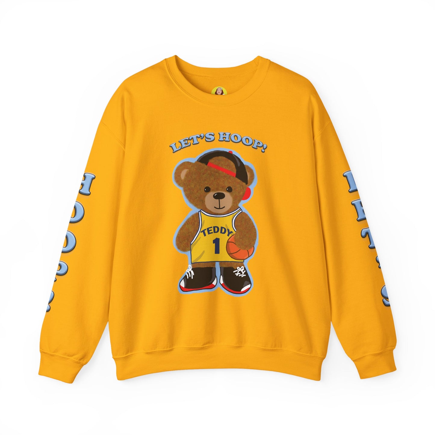 Basketball Teddy Bear Sweatshirt, Cute Athleisure, Kid's Fashion, Sports Gift, Cozy Unisex Crewneck