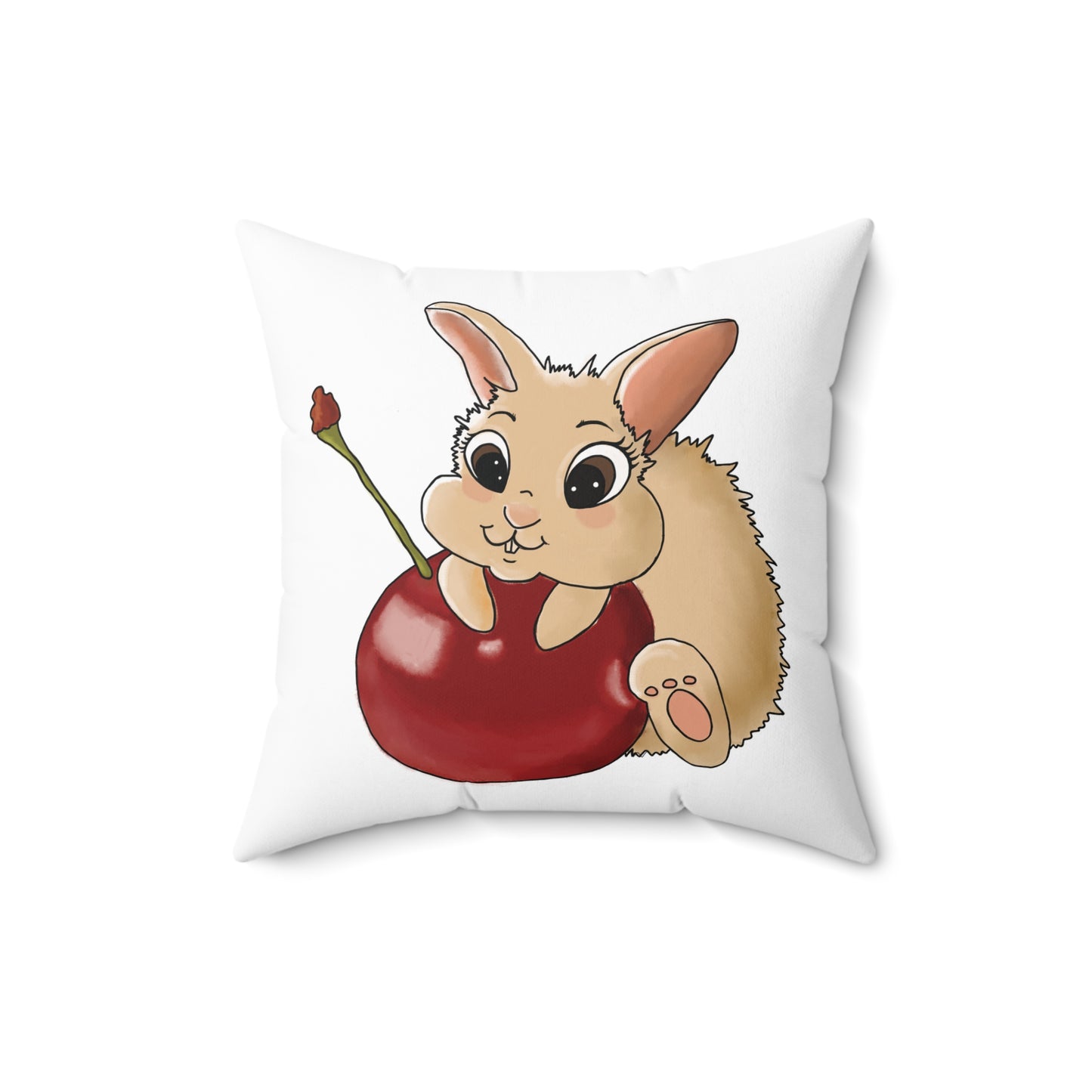 Cute Bunny Cherry Throw Pillow – Adorable Home Decor for Animal Lovers
