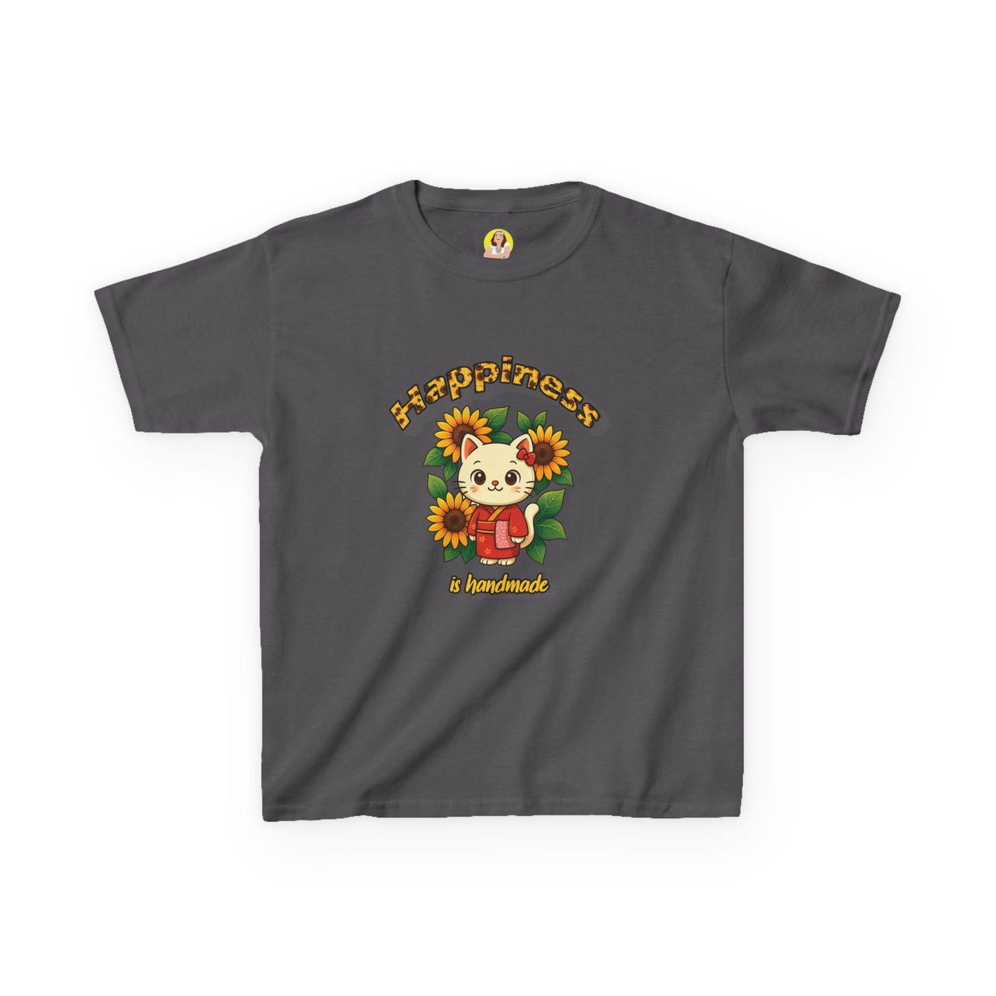Adorable Cat & Sunflower Kids Tee - Cute Gift, Summer Style, Fun Playwear, Birthday Present, Animal Lover Apparel