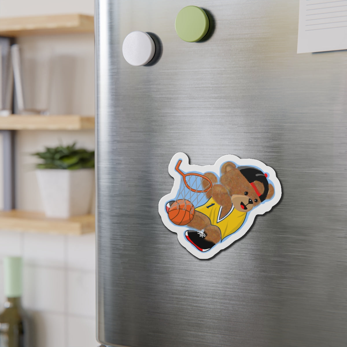 Basketball Bear Die-Cut Magnets | Cute Sports Decor, Fun Fridge Magnets, Gift for Kids, Basketball Fan Gift, Sports Party Decoration