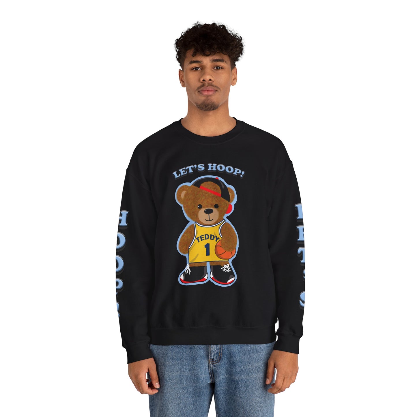 Basketball Teddy Bear Sweatshirt, Cute Athleisure, Kid's Fashion, Sports Gift, Cozy Unisex Crewneck