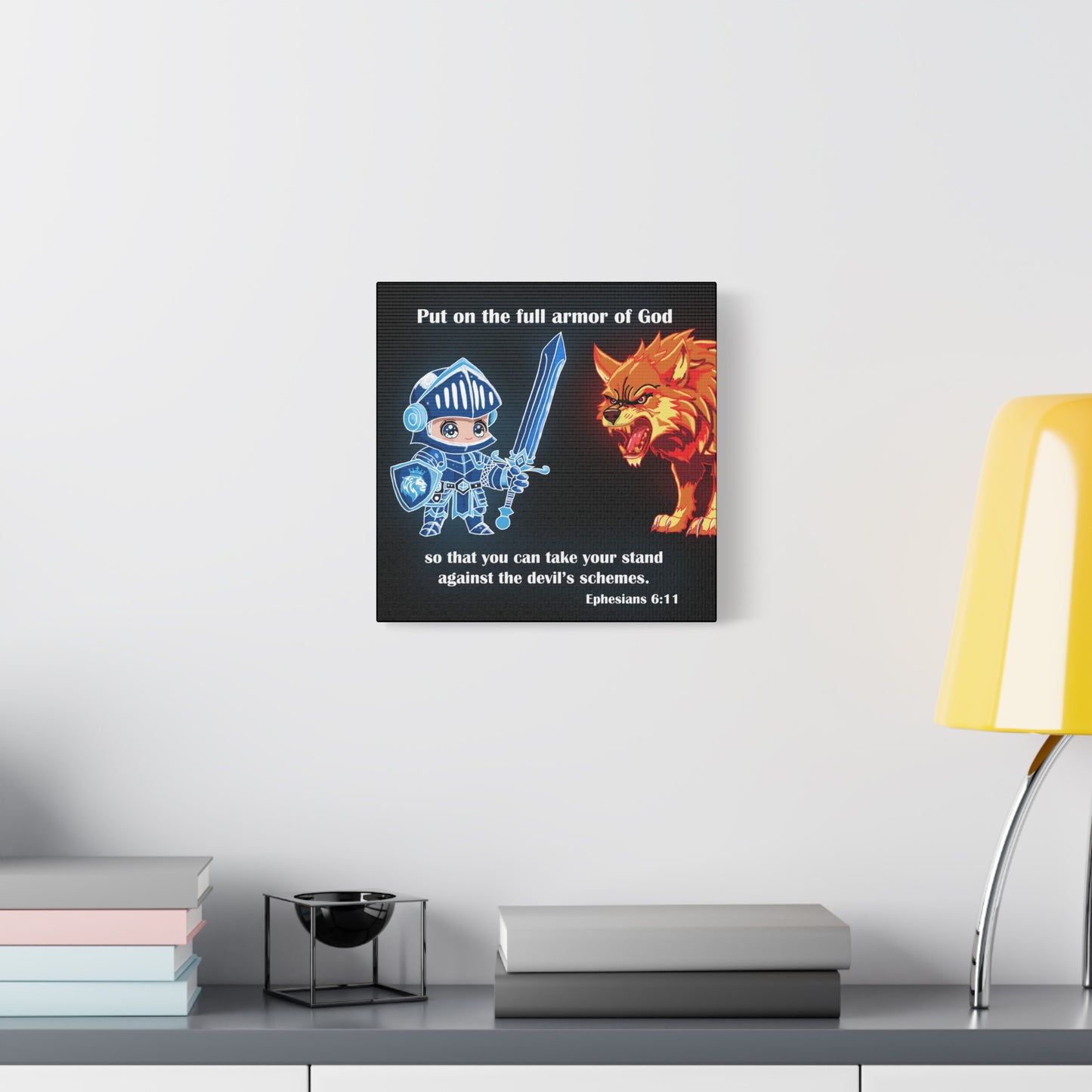 Knight and Wolf Canvas Art, Kid's Room Decor, Motivational Wall Art, Adventure Theme, Gamer Gift