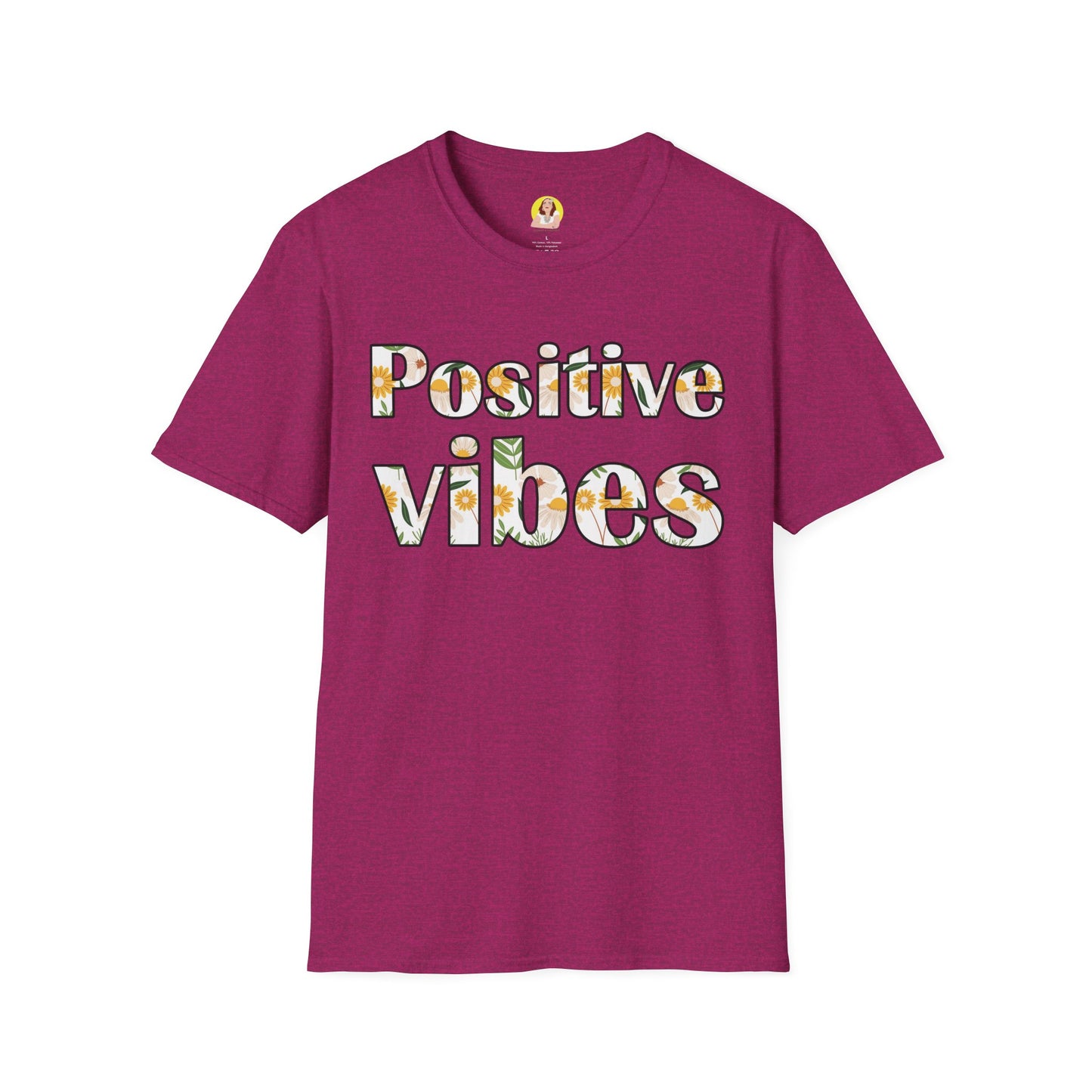 Positive Vibes Unisex T-Shirt, Floral Graphic Tee, Gift for Friends, Summer Outfit, Positive Affirmation Wear