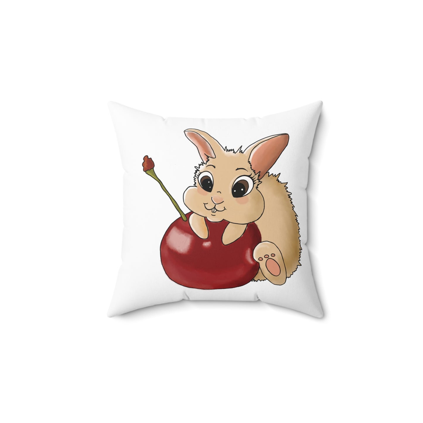 Cute Bunny Cherry Throw Pillow – Adorable Home Decor for Animal Lovers