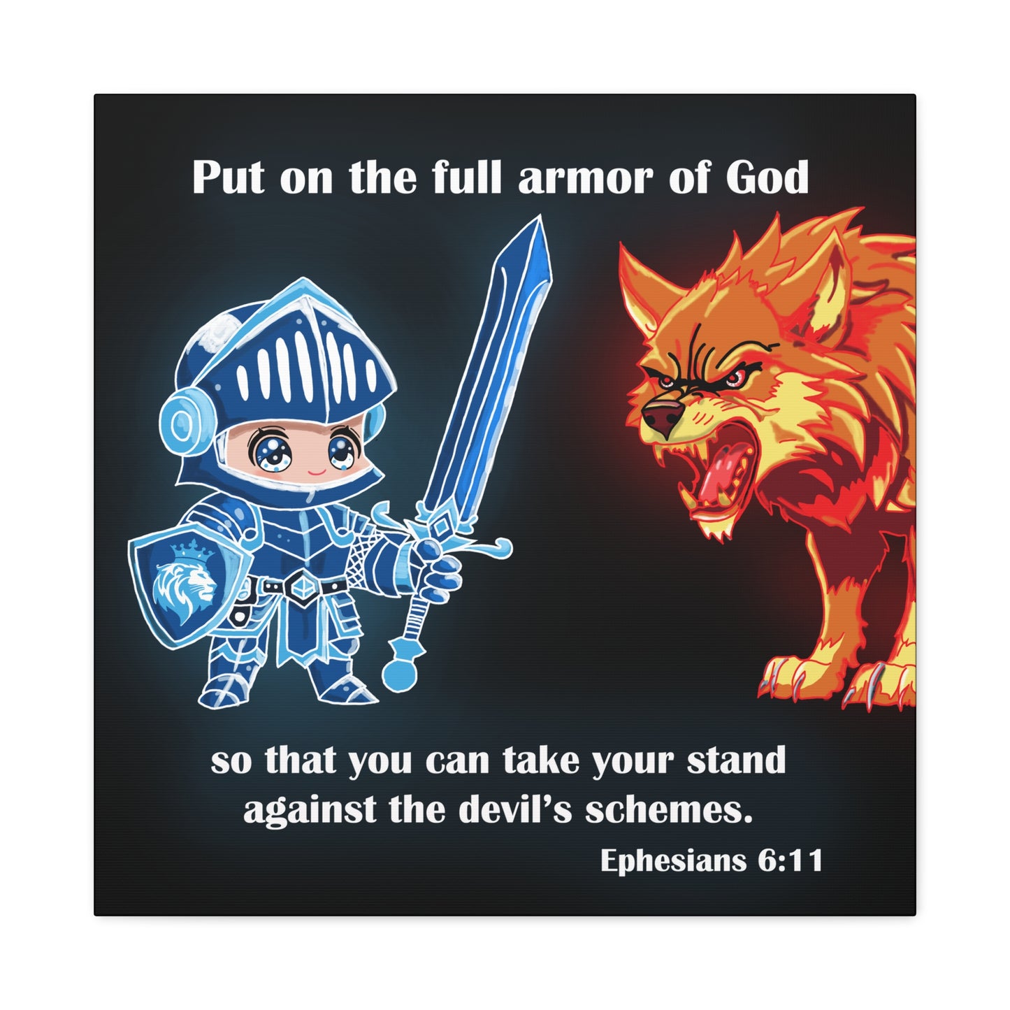Knight and Wolf Canvas Art, Kid's Room Decor, Motivational Wall Art, Adventure Theme, Gamer Gift