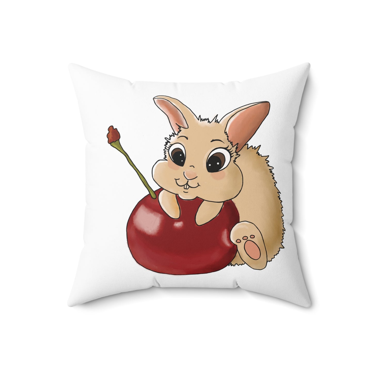 Cute Bunny Cherry Throw Pillow – Adorable Home Decor for Animal Lovers
