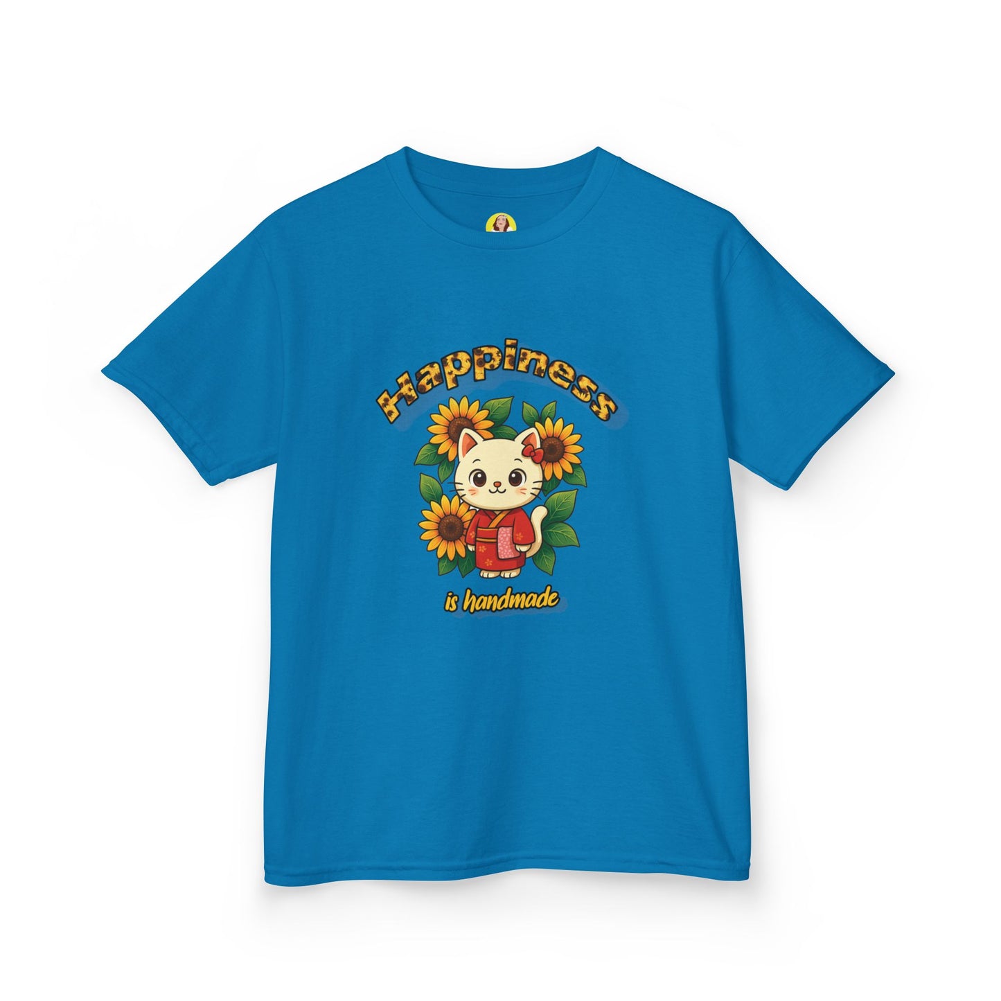 Adorable Cat & Sunflower Kids Tee - Cute Gift, Summer Style, Fun Playwear, Birthday Present, Animal Lover Apparel