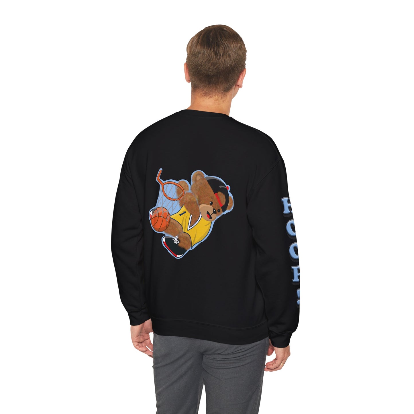 Basketball Teddy Bear Sweatshirt, Cute Athleisure, Kid's Fashion, Sports Gift, Cozy Unisex Crewneck