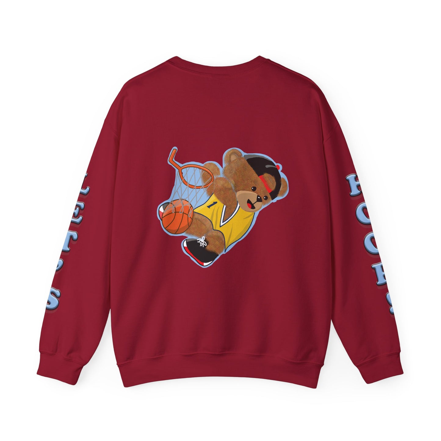 Basketball Teddy Bear Sweatshirt, Cute Athleisure, Kid's Fashion, Sports Gift, Cozy Unisex Crewneck