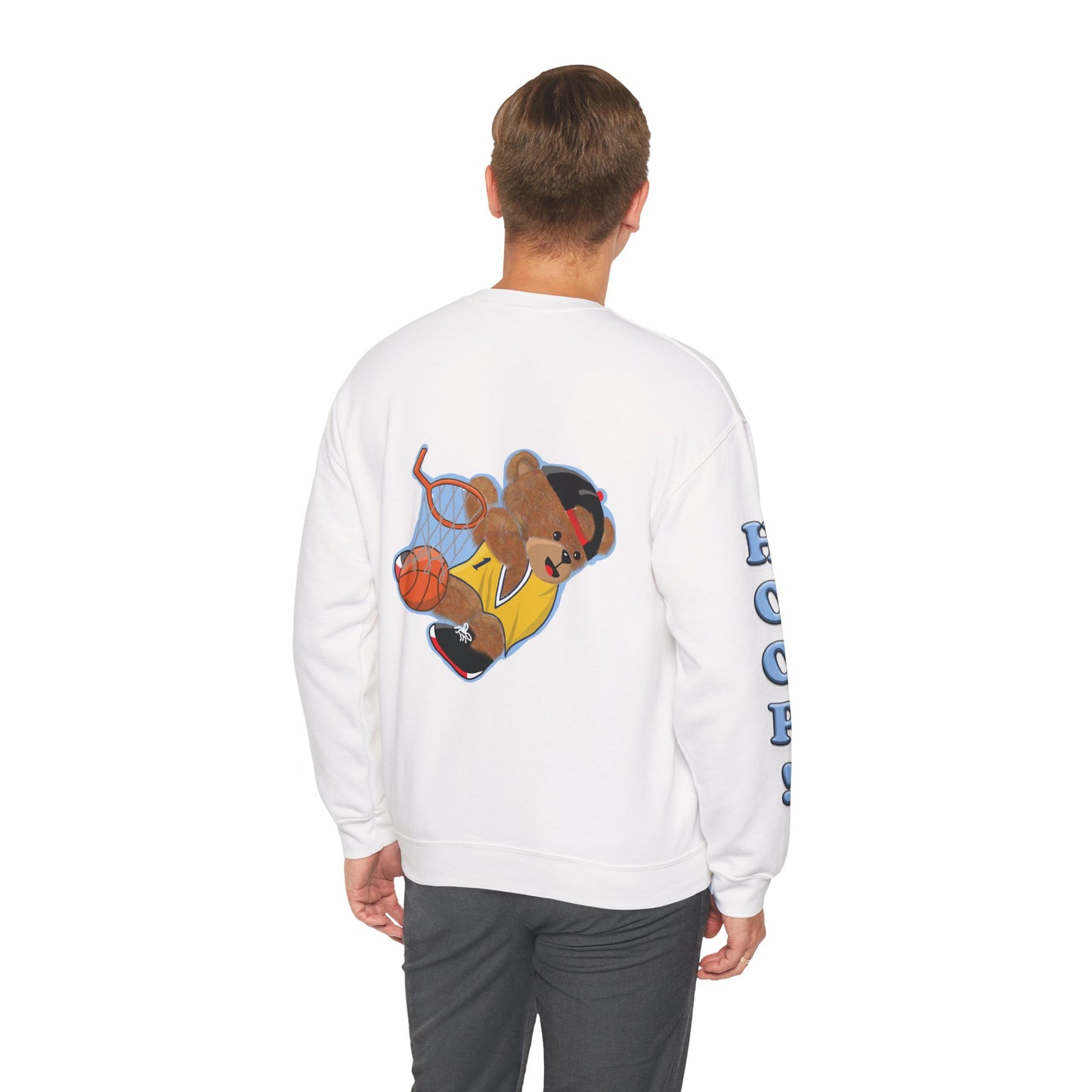 Basketball Teddy Bear Sweatshirt, Cute Athleisure, Kid's Fashion, Sports Gift, Cozy Unisex Crewneck
