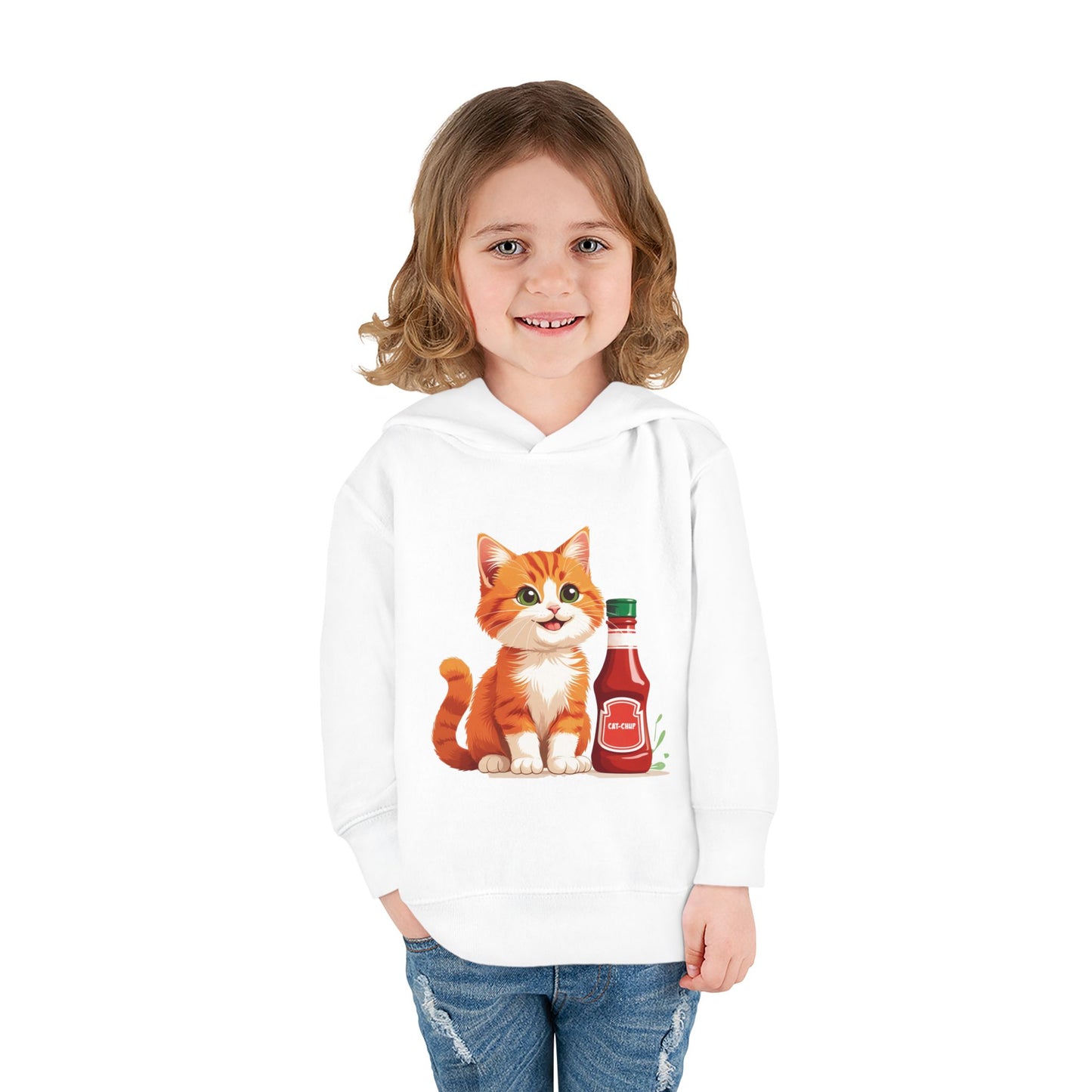Cute Cat Fleece Toddler Hoodie, Cozy Kid's Apparel, Perfect for Gift, Winter Wear, Cat Lover's Sweatshirt