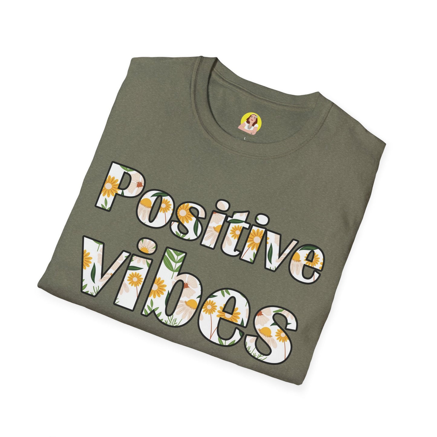 Positive Vibes Unisex T-Shirt, Floral Graphic Tee, Gift for Friends, Summer Outfit, Positive Affirmation Wear