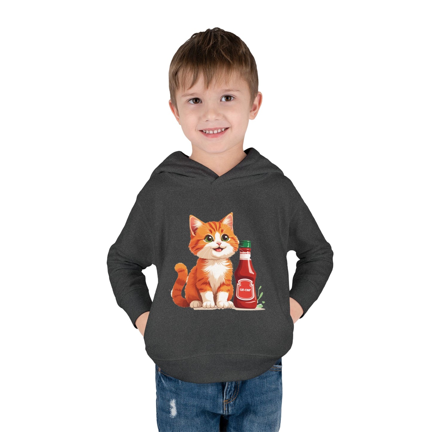 Cute Cat Fleece Toddler Hoodie, Cozy Kid's Apparel, Perfect for Gift, Winter Wear, Cat Lover's Sweatshirt