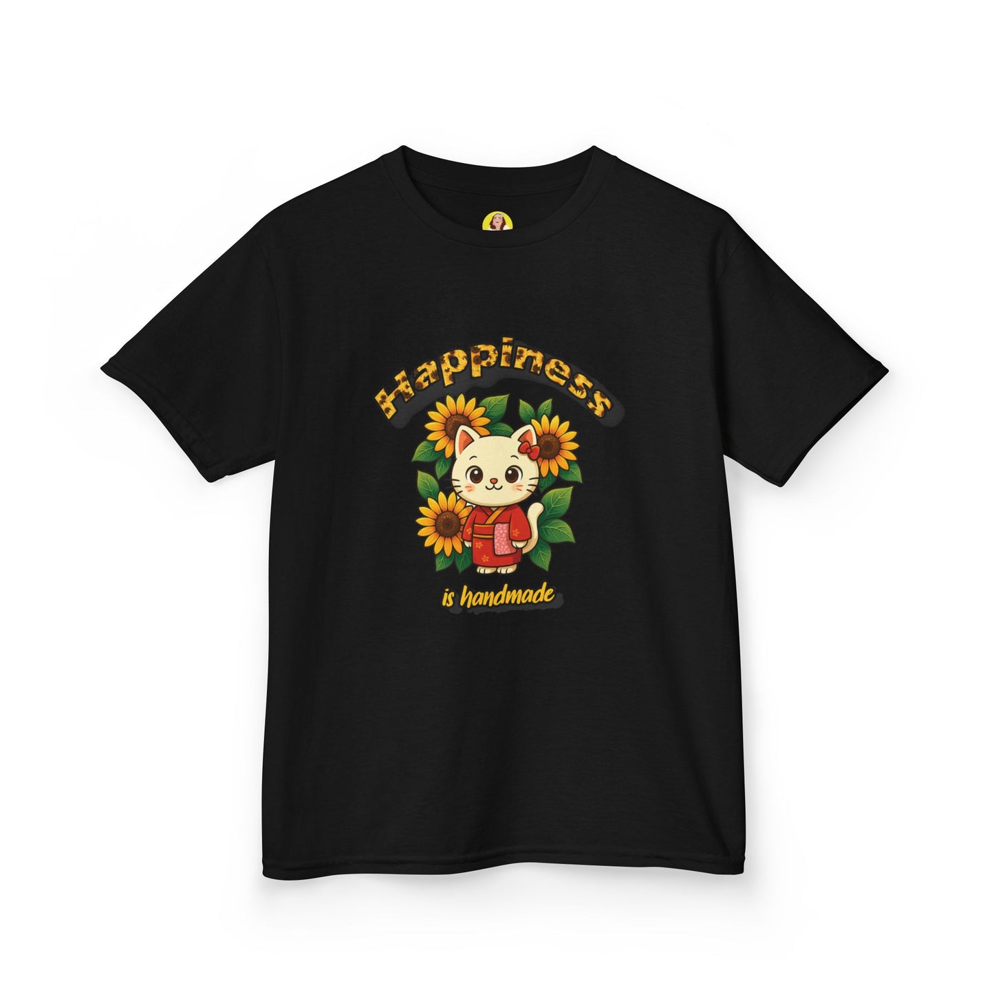 Adorable Cat & Sunflower Kids Tee - Cute Gift, Summer Style, Fun Playwear, Birthday Present, Animal Lover Apparel