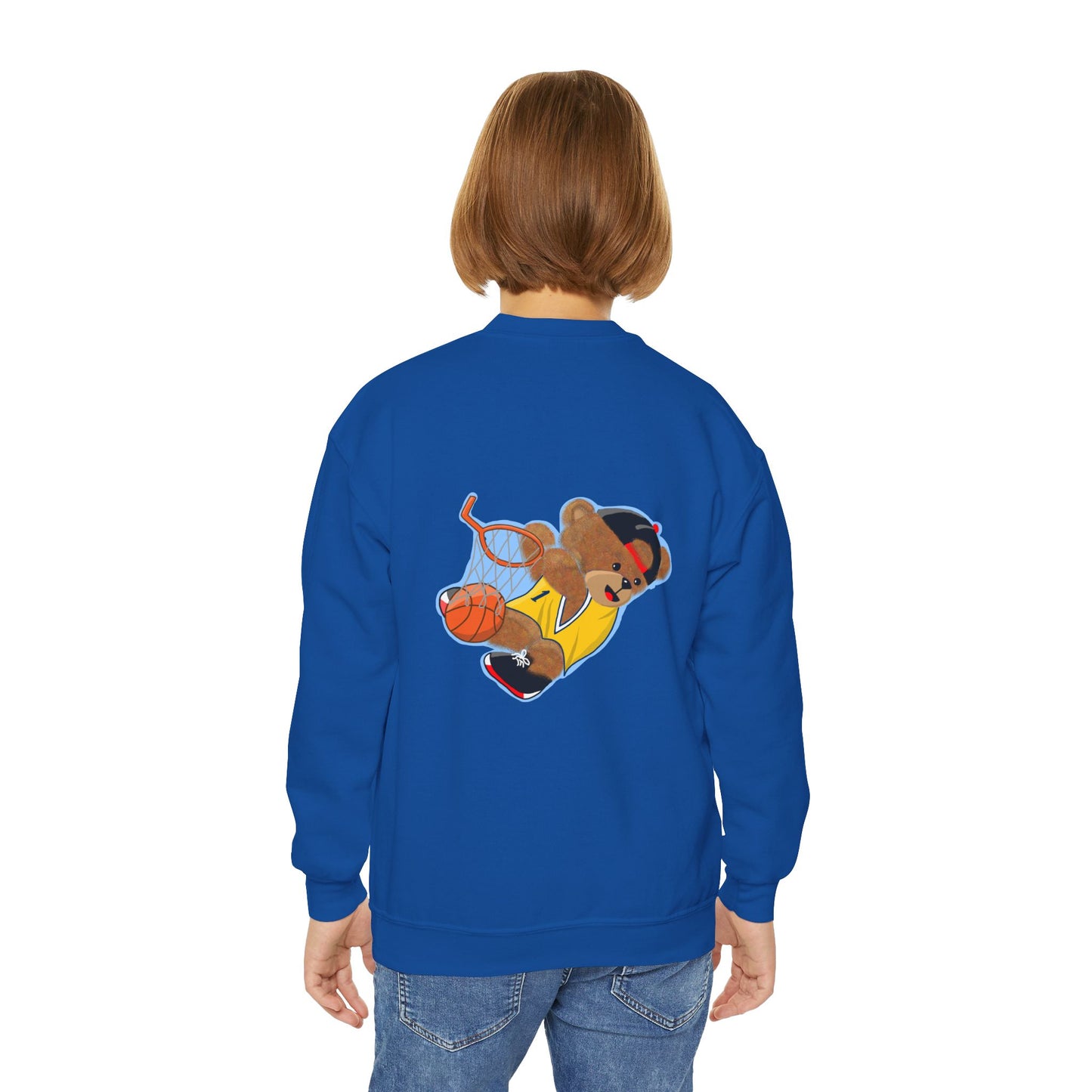 Youth Basketball Bear Sweatshirt - Cozy, Fun Gift for Kids, Perfect for Birthdays, Sports Events, or Casual Wear, Kids Crewneck