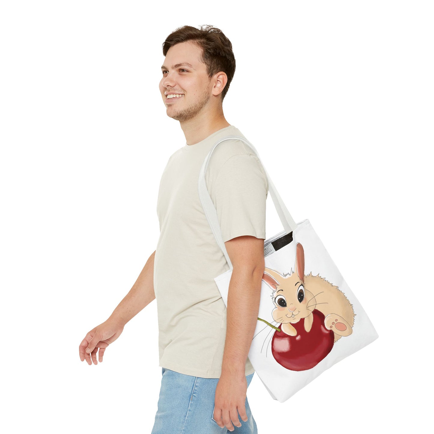 Cute Bunny Cherry Tote Bag - Adorable Animal Design for Animal Lovers