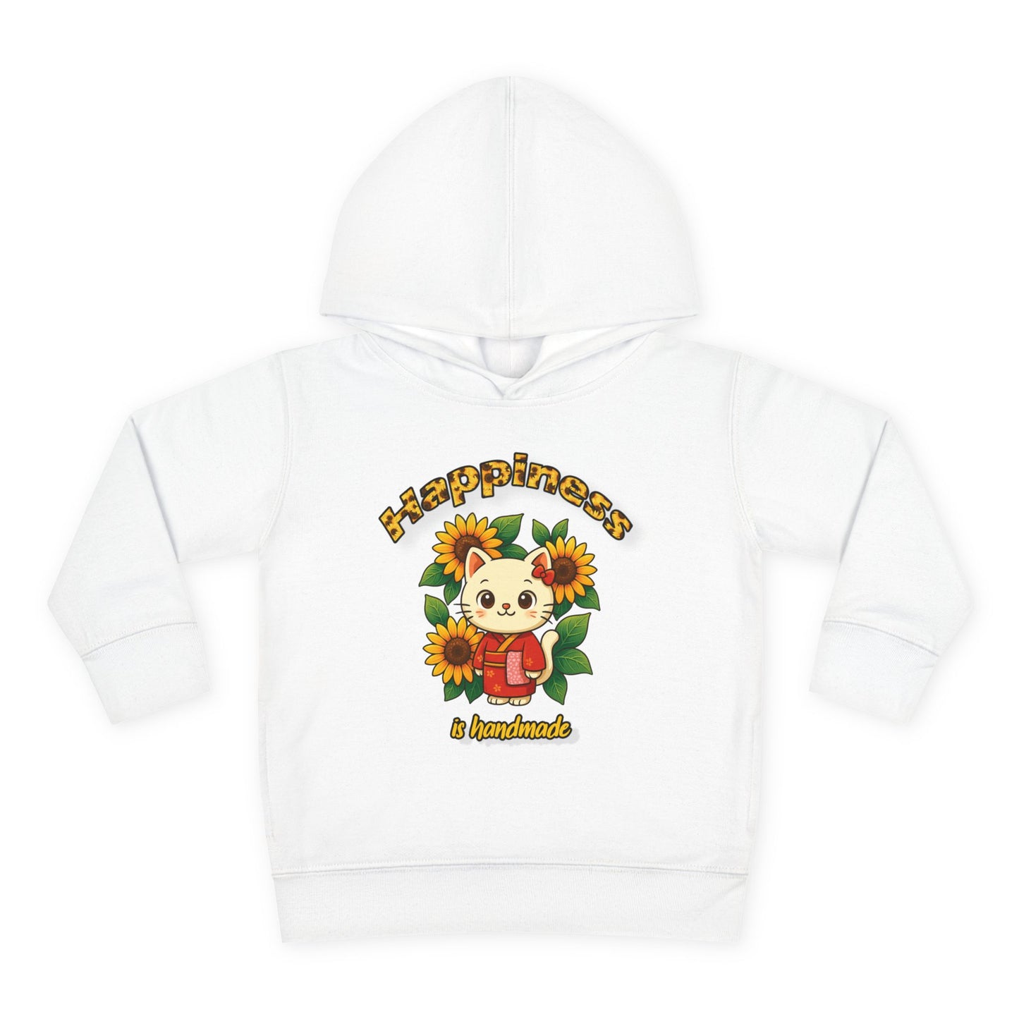 Sunflower Happiness Toddler Hoodie, Cute Kids Pullover, Fleece Sweater, Gift for Toddler, Floral Design Hooded Sweatshirt