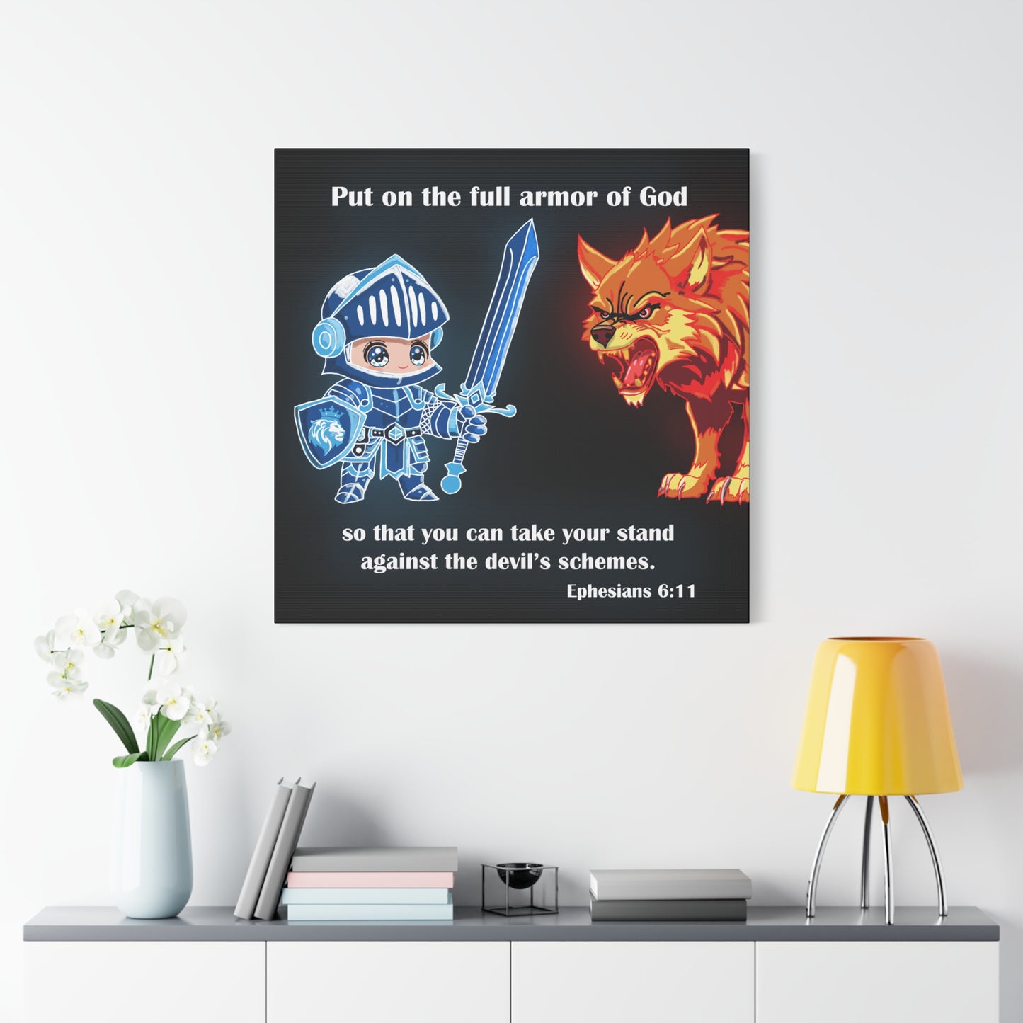 Knight and Wolf Canvas Art, Kid's Room Decor, Motivational Wall Art, Adventure Theme, Gamer Gift