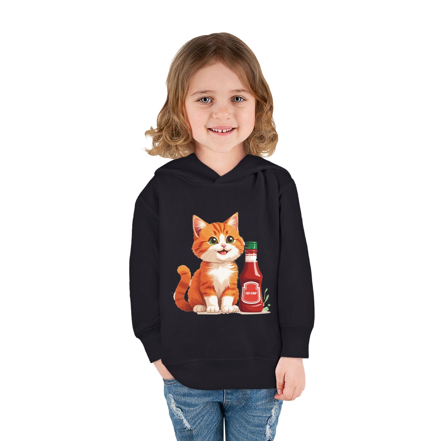 Cute Cat Fleece Toddler Hoodie, Cozy Kid's Apparel, Perfect for Gift, Winter Wear, Cat Lover's Sweatshirt