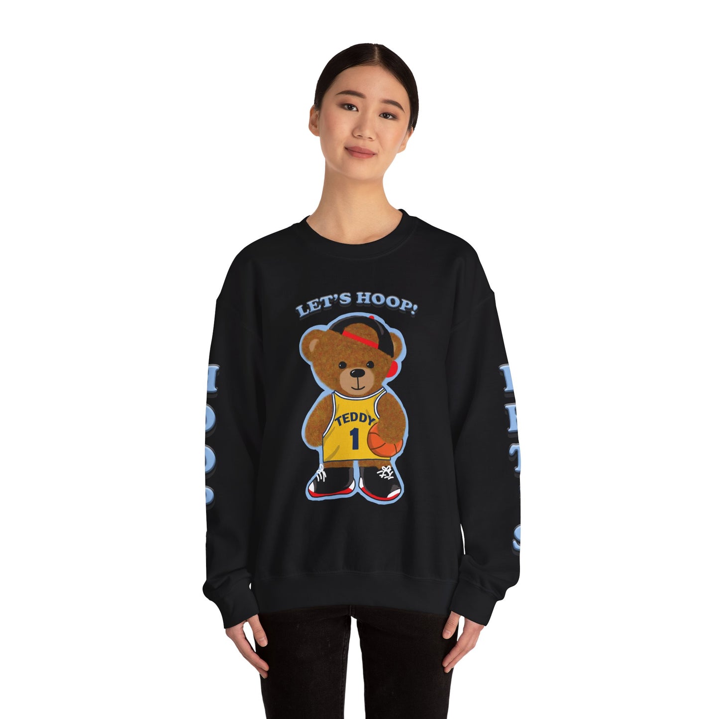 Basketball Teddy Bear Sweatshirt, Cute Athleisure, Kid's Fashion, Sports Gift, Cozy Unisex Crewneck