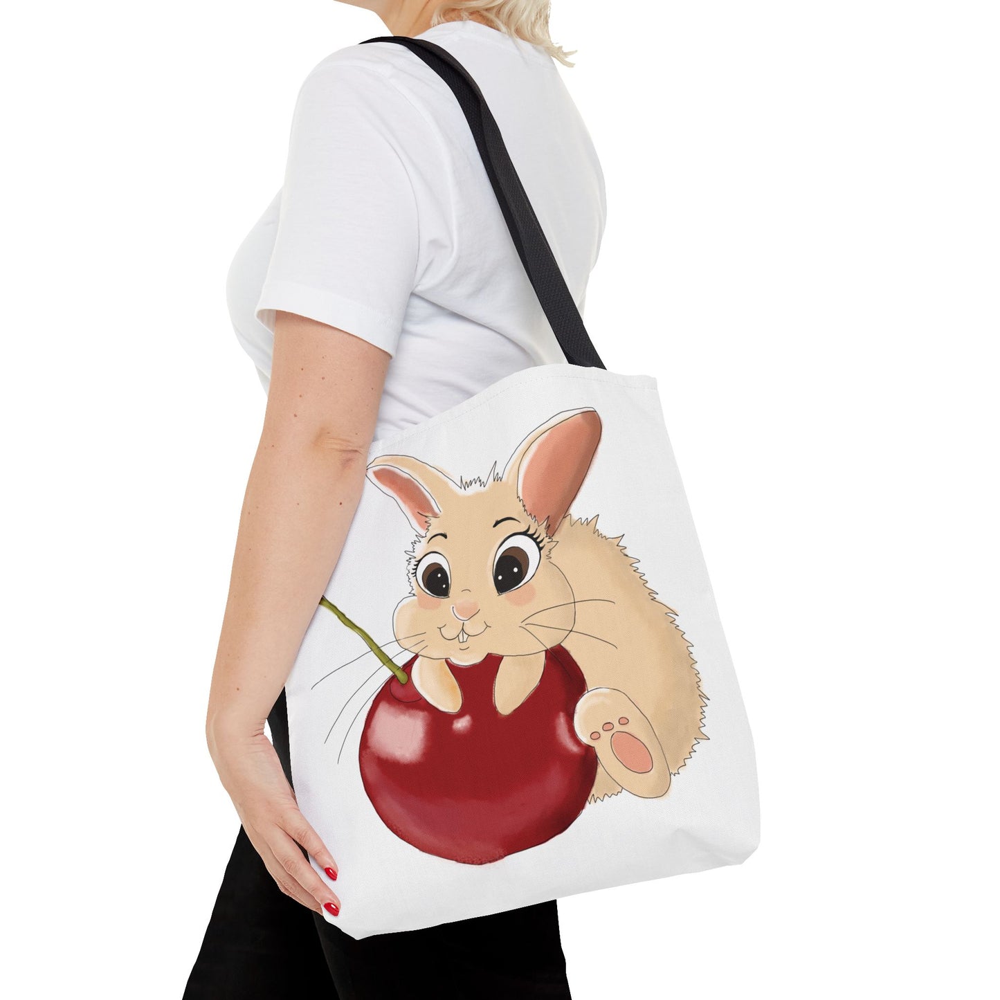 Cute Bunny Cherry Tote Bag - Adorable Animal Design for Animal Lovers