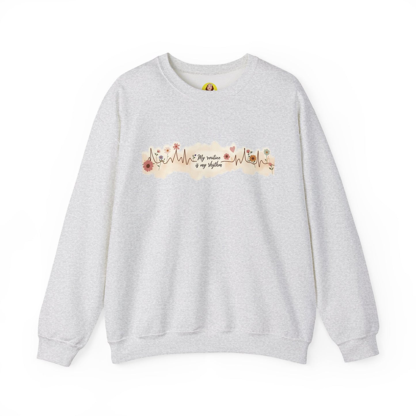 Floral Heartbeat Crewneck Sweatshirt - Cozy Gift for Music Lovers, Unisex Sweatshirt for Birthdays, Valentine's Day, Self-Care
