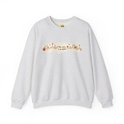 Floral Heartbeat Crewneck Sweatshirt - Cozy Gift for Music Lovers, Unisex Sweatshirt for Birthdays, Valentine's Day, Self-Care