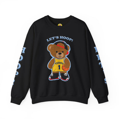 Basketball Teddy Bear Sweatshirt, Cute Athleisure, Kid's Fashion, Sports Gift, Cozy Unisex Crewneck