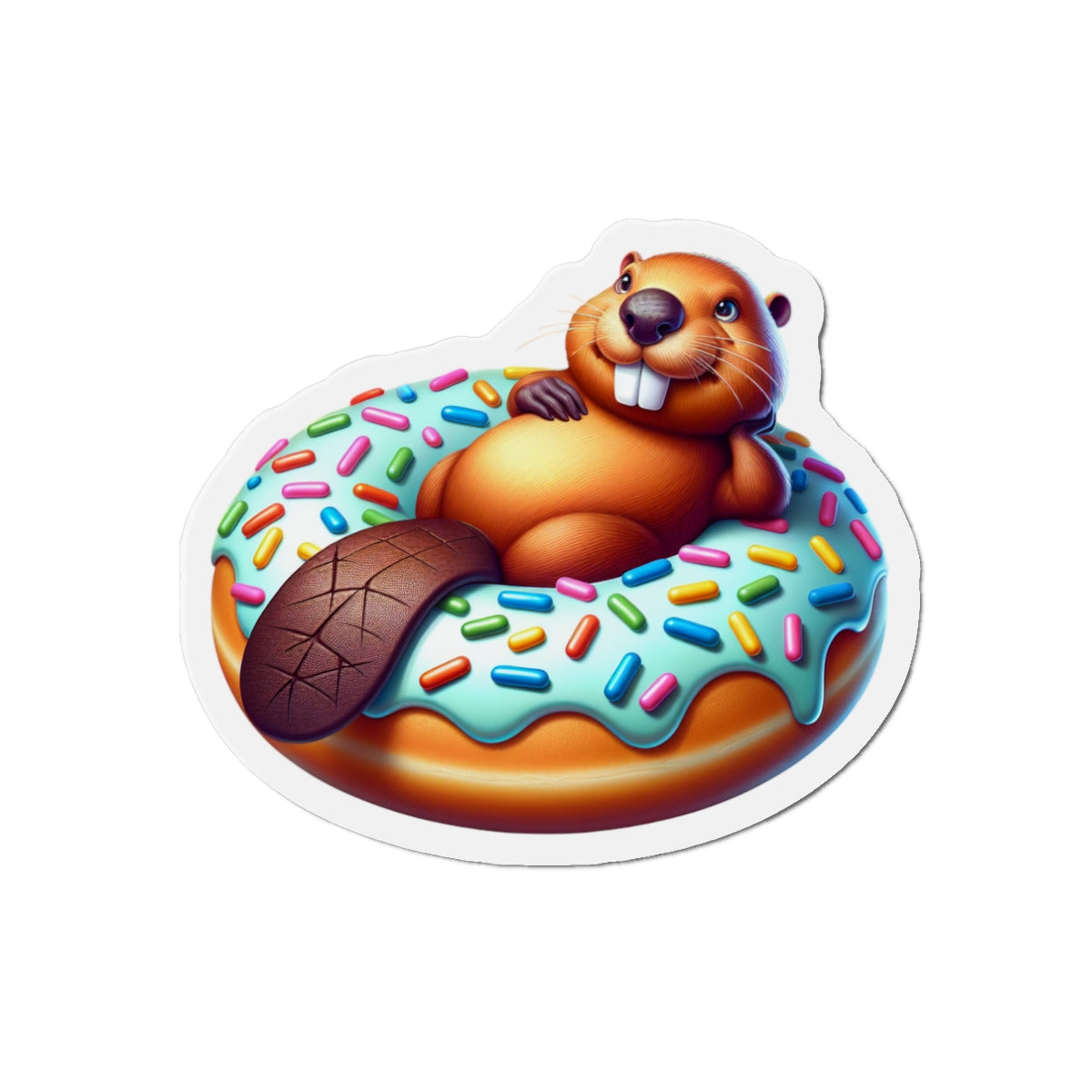 Charming Beaver Donut Die-Cut Magnet | Cute Kitchen Decor, Refrigerator Magnet, Gift for Animal Lovers, Fun Office Accessory