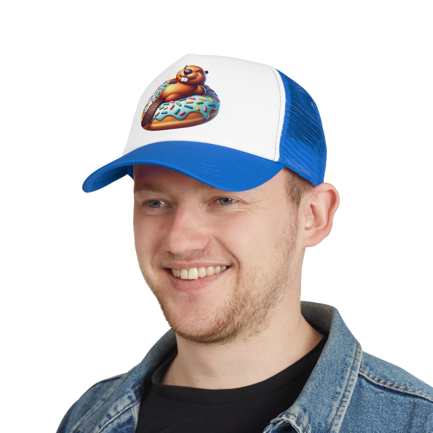 Mesh Cap - Beaver Laying on a Donut